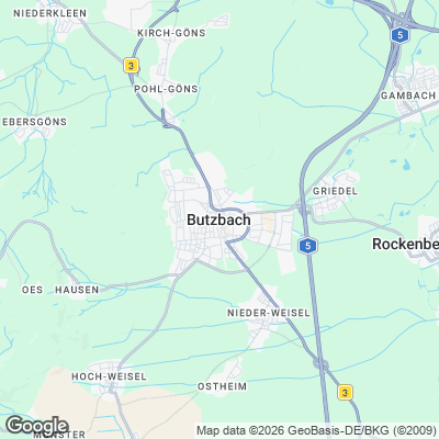 Karte von Butzbach und Umgebung