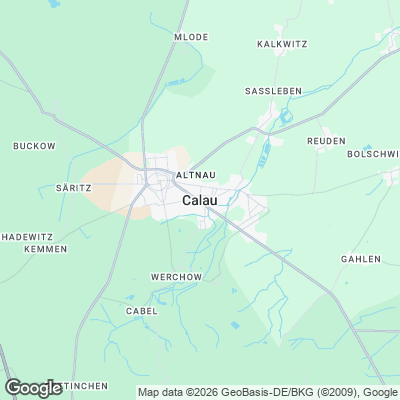 Karte von Calau und Umgebung