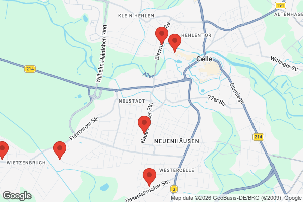 Karte mit Entrümpelungsaufträgen in Celle