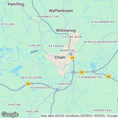 Karte von Cham und Umgebung