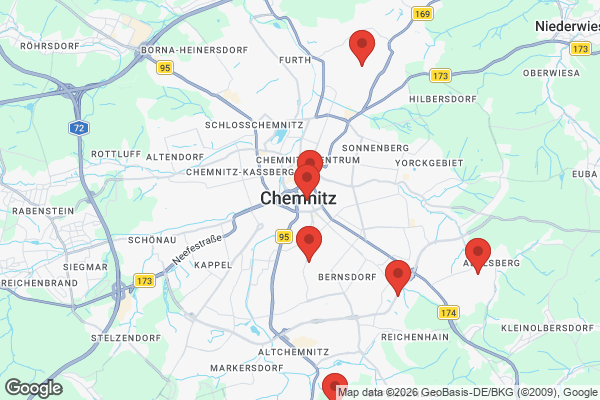 Karte mit Entrümpelungsaufträgen in Chemnitz