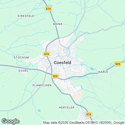 Karte von Coesfeld und Umgebung