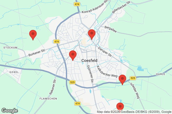 Karte mit Entrümpelungsaufträgen in Coesfeld