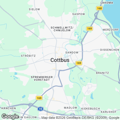 Karte von Cottbus und Umgebung