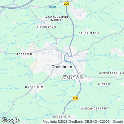 Karte von Crailsheim und Umgebung