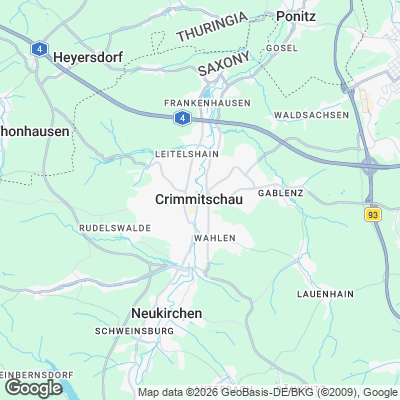 Karte von Crimmitschau und Umgebung