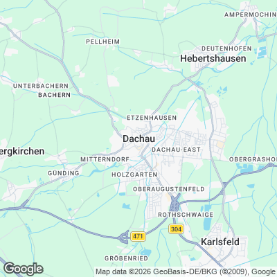 Karte von Dachau und Umgebung