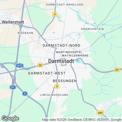 Karte von Darmstadt und Umgebung