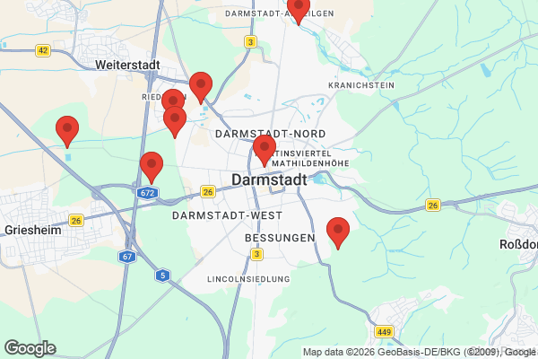 Karte mit Entrümpelungsaufträgen in Darmstadt