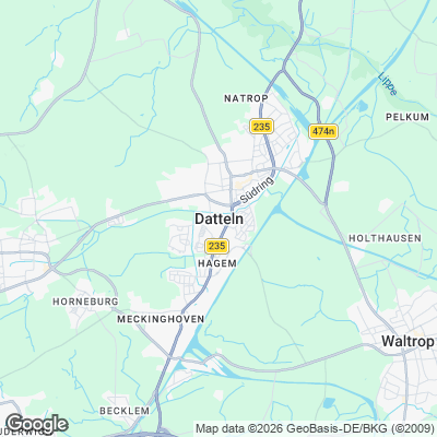 Karte von Datteln und Umgebung