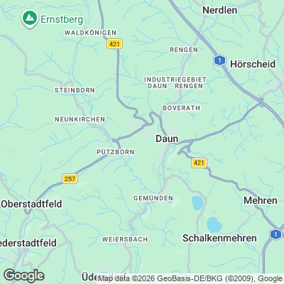 Karte von Daun und Umgebung