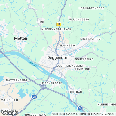 Karte von Deggendorf und Umgebung