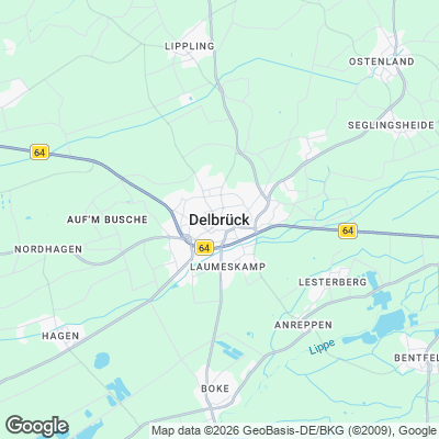 Karte von Delbrück und Umgebung