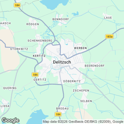 Karte von Delitzsch und Umgebung