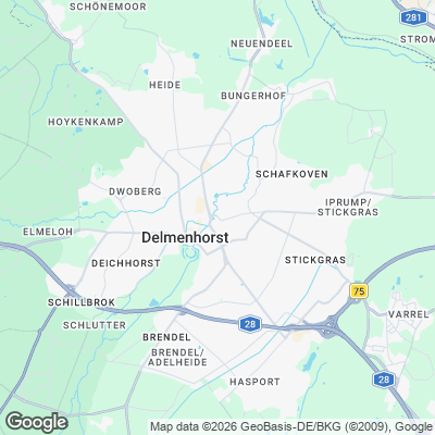Karte von Delmenhorst und Umgebung