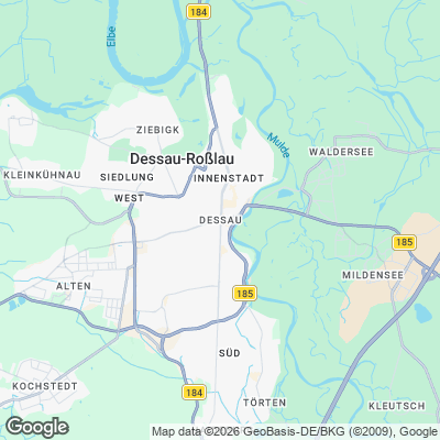 Karte von Dessau-Roßlau und Umgebung