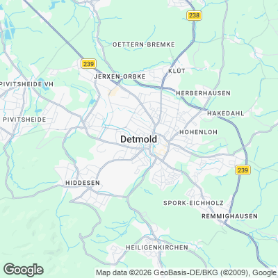 Karte von Detmold und Umgebung