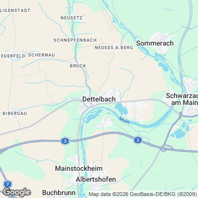 Karte von Dettelbach und Umgebung