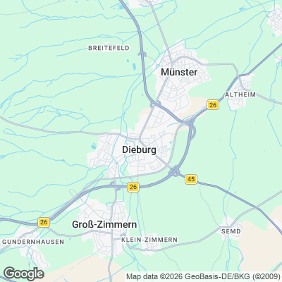 Karte von Dieburg und Umgebung