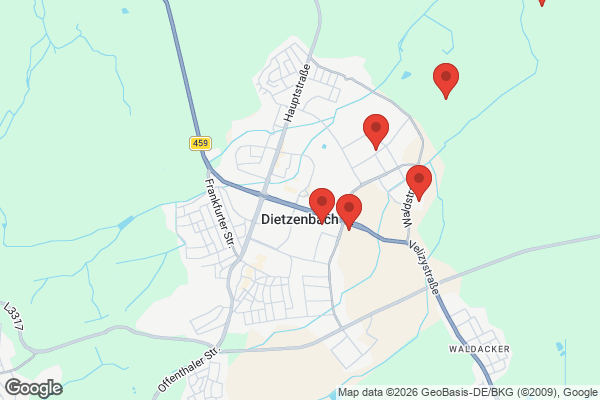Karte mit Entrümpelungsaufträgen in Dietzenbach