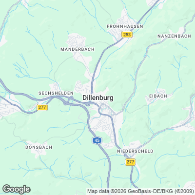 Karte von Dillenburg und Umgebung