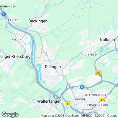 Karte von Dillingen und Umgebung