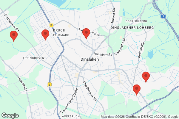 Karte mit Entrümpelungsaufträgen in Dinslaken