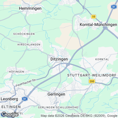 Karte von Ditzingen und Umgebung