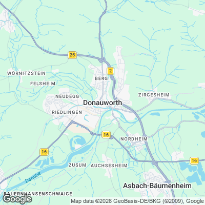 Karte von Donauwörth und Umgebung