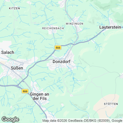 Karte von Donzdorf und Umgebung