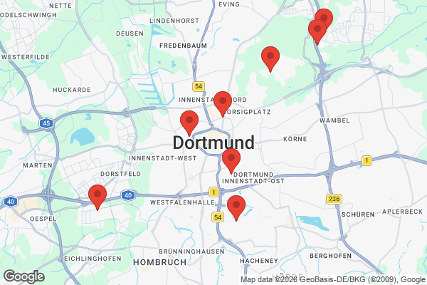 Karte mit Entrümpelungsaufträgen in Dortmund