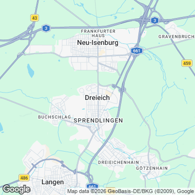 Karte von Dreieich und Umgebung