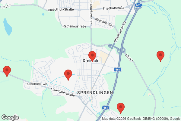 Karte mit Entrümpelungsaufträgen in Dreieich