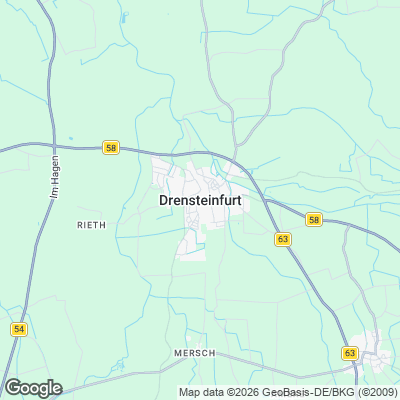 Karte von Drensteinfurt und Umgebung