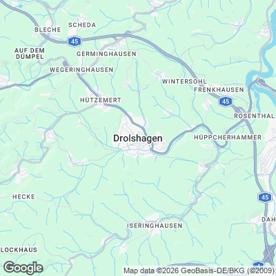 Karte von Drolshagen und Umgebung