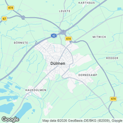 Karte von Dülmen und Umgebung