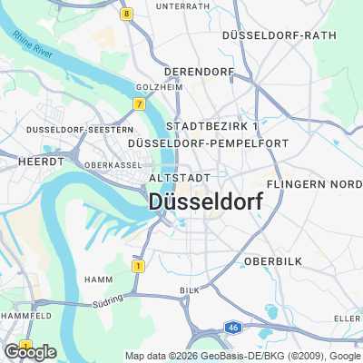 Karte von Düsseldorf und Umgebung