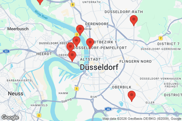Karte mit Entrümpelungsaufträgen in Düsseldorf