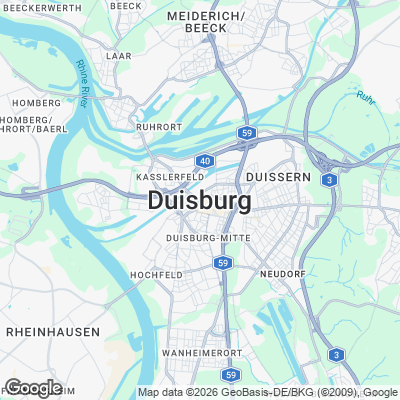 Karte von Duisburg und Umgebung