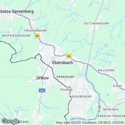 Karte von Ebersbach-Neugersdorf und Umgebung