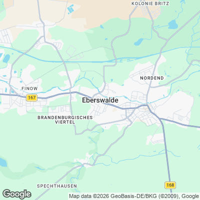 Karte von Eberswalde und Umgebung