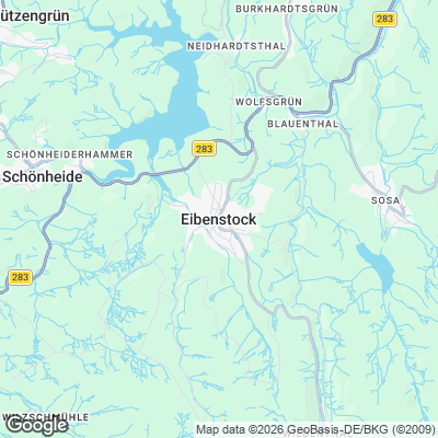 Karte von Eibenstock und Umgebung