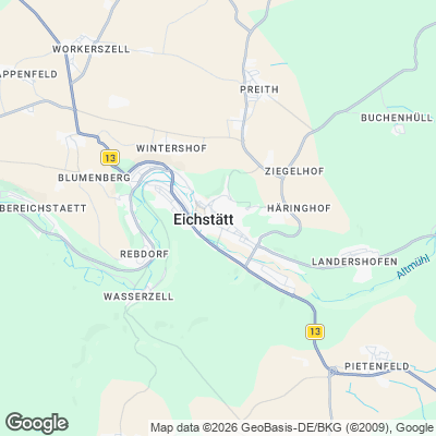 Karte von Eichstätt und Umgebung