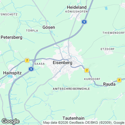 Karte von Eisenberg und Umgebung