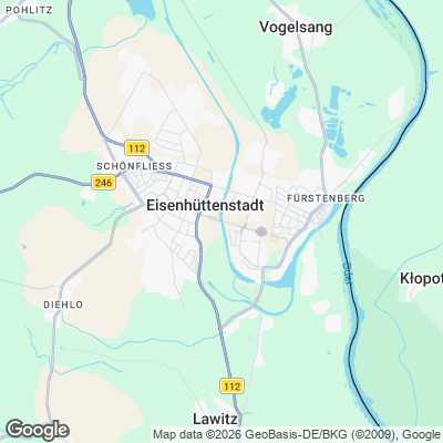 Karte von Eisenhüttenstadt und Umgebung