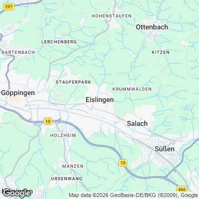 Karte von Eislingen und Umgebung