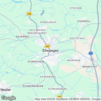 Karte von Ellwangen und Umgebung