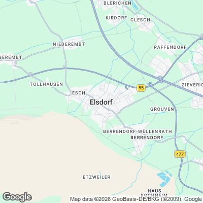 Karte von Elsdorf und Umgebung