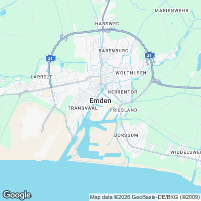Karte von Emden und Umgebung