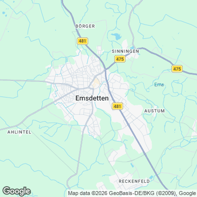 Karte von Emsdetten und Umgebung
